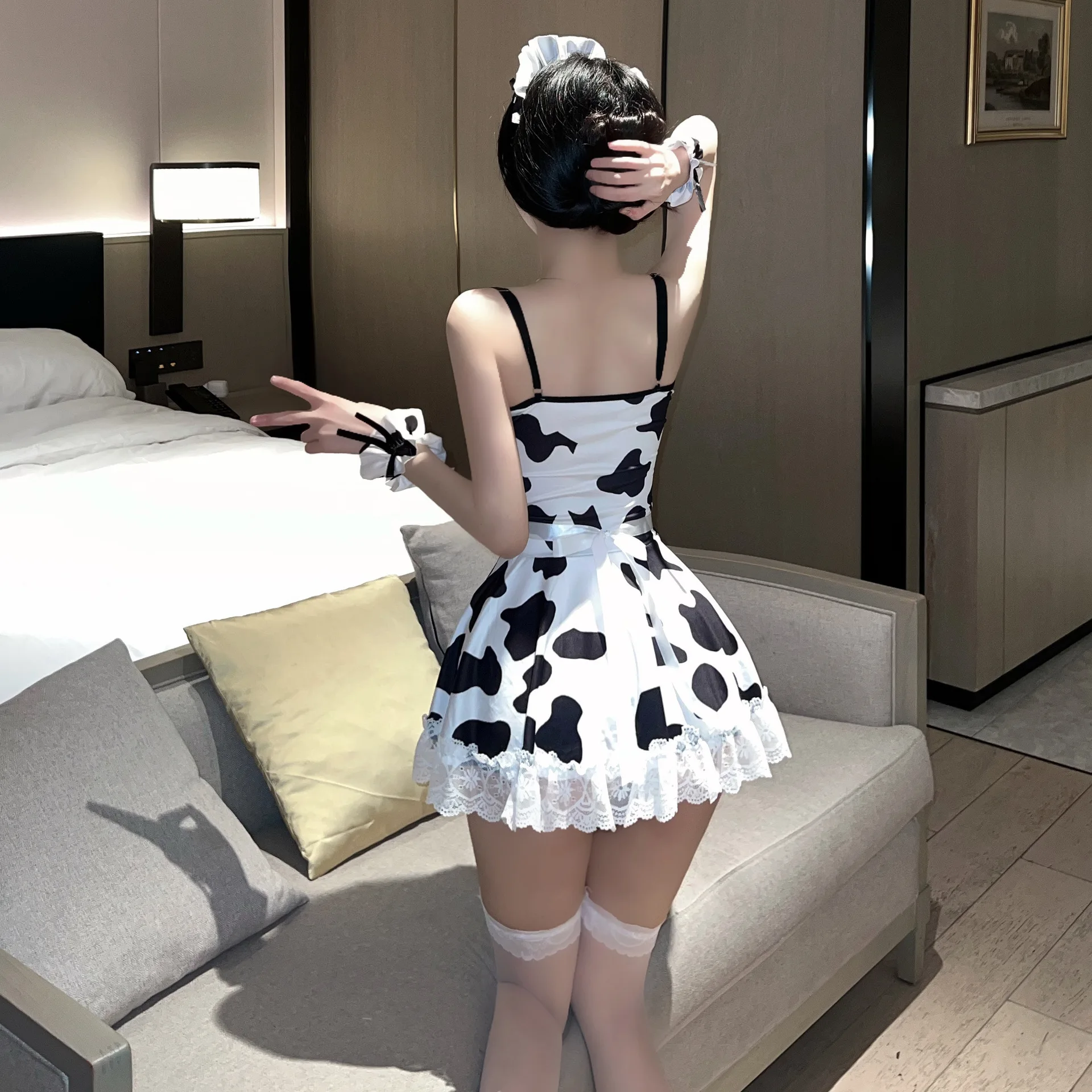 Sexy Cow Princess Dress Cosplay Maid Costume Passion Nightclub Party