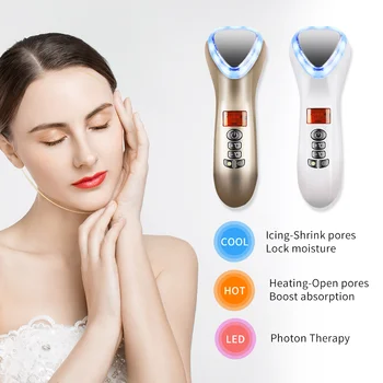 Heated Clean LED Therapy Cool Facial Massager Device with Gift Box