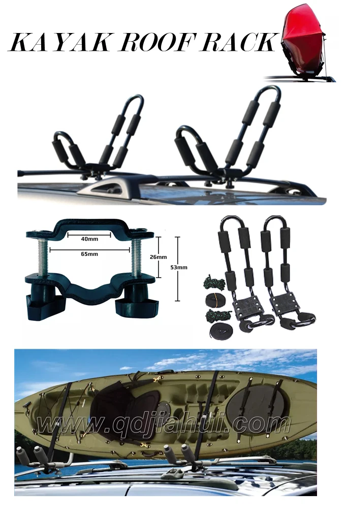 Aluminum Kayak Carrier Canoe Roof Rack Folding Universal Mount With Tie