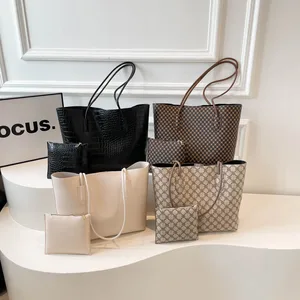 2026 Luxury Ladies' PU Leather Tote Bag  Messenger Shoulder Bag Women's Handbag Solid Color Handbag