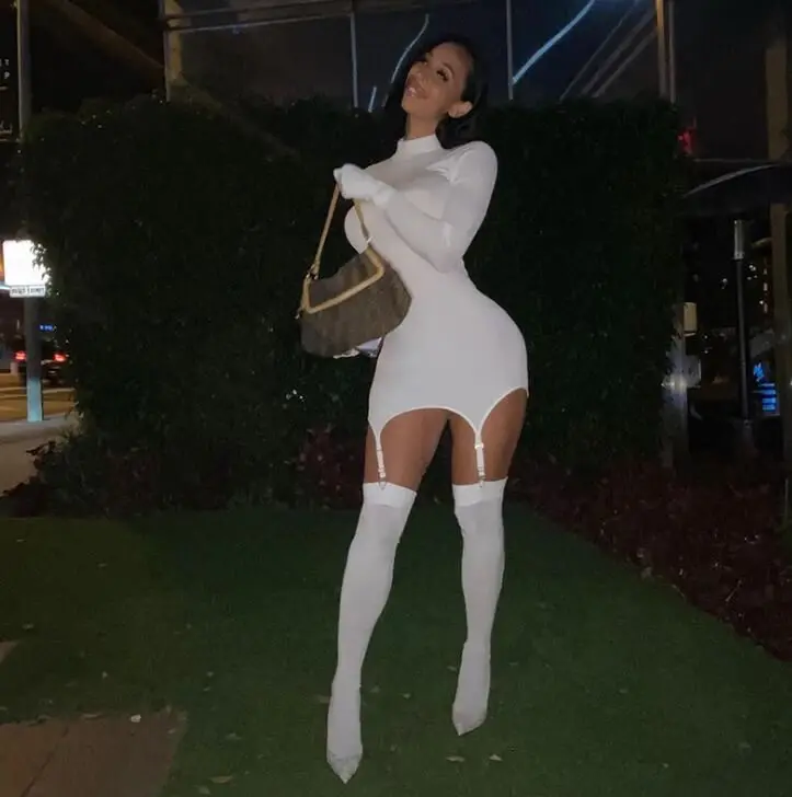 Hanging Tights Set Long Sleeve Bodycon Dress - Solid Color Mini Club Dresses  for Women's Casual Wear