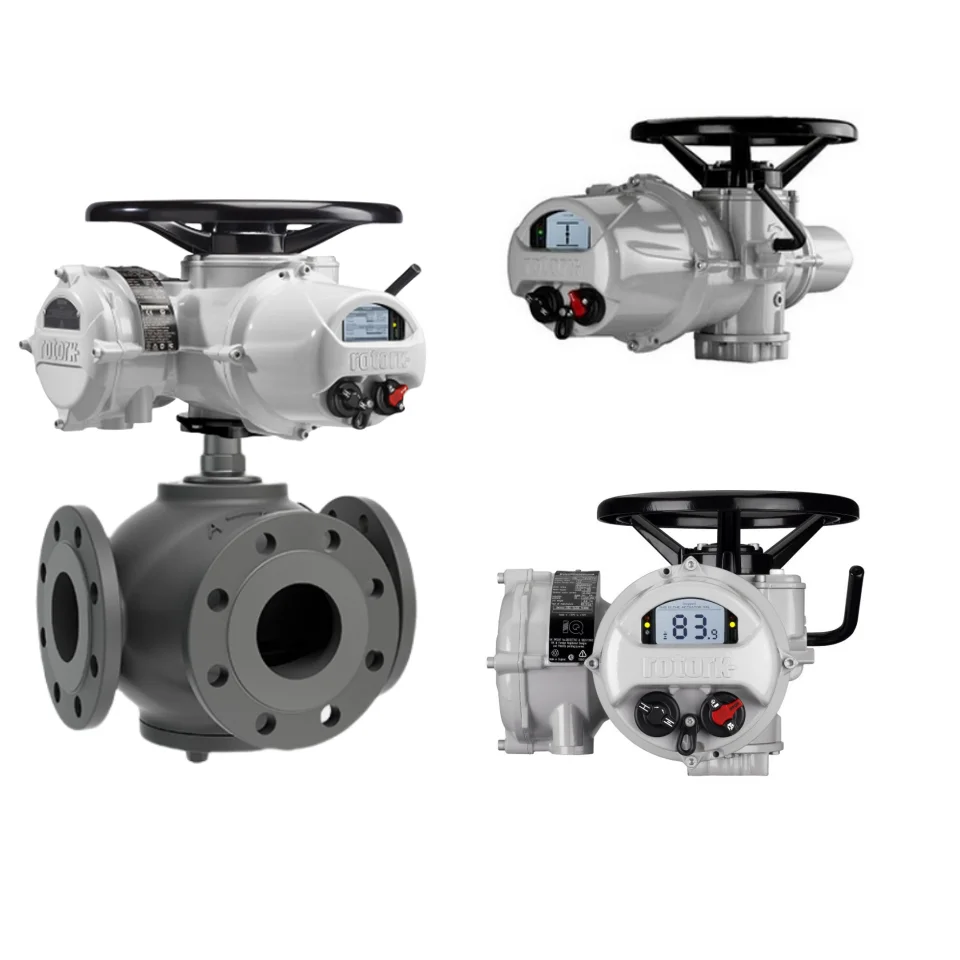 Rotork Intelligent Electric Actuator With Clorius 3-way Control Valves Linear For Oil Gas Industry Rotork Electric Control Valve