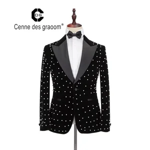 Top Quality Man Formal Suit Coat Slim Fit Man Black Wedding Suit Set