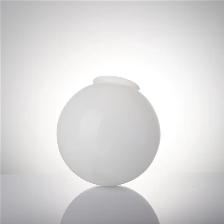 Индивидуальная оптовая продажа, Опаловая белая круглая сферическая стеклянная лампа, затеняющая крышка с шеей