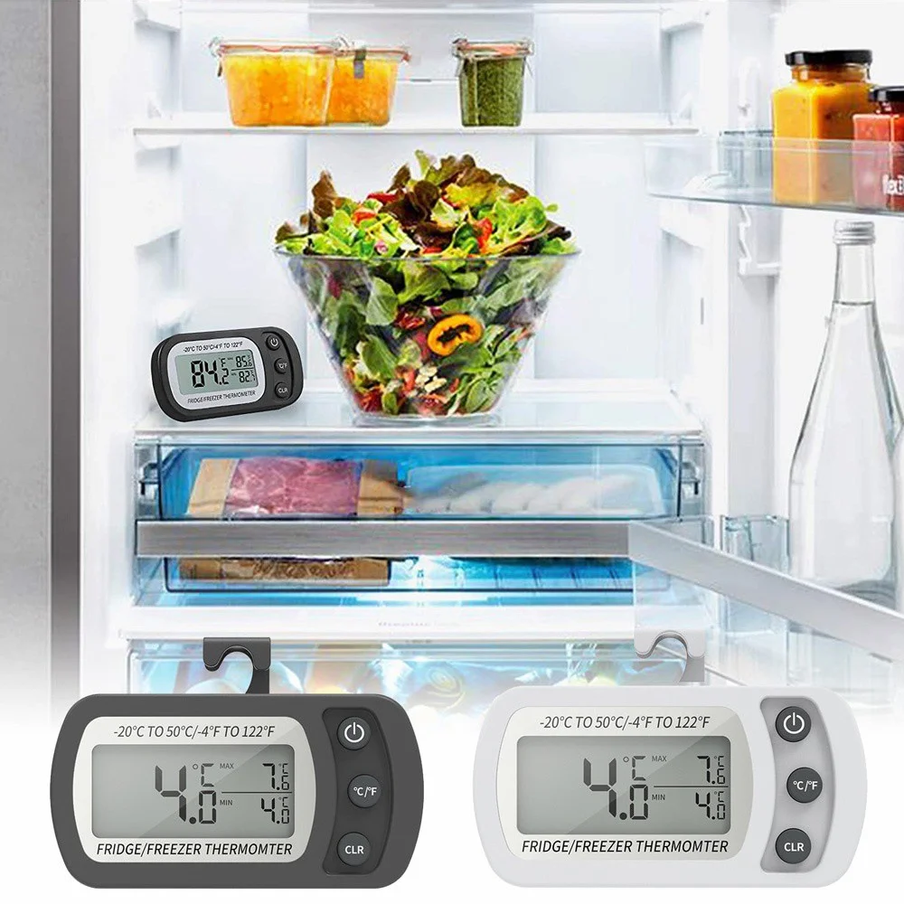 Digital Display Household Refrigerator Fridge Thermometer Thermometers with Magnet and Hook Freezer Thermometer