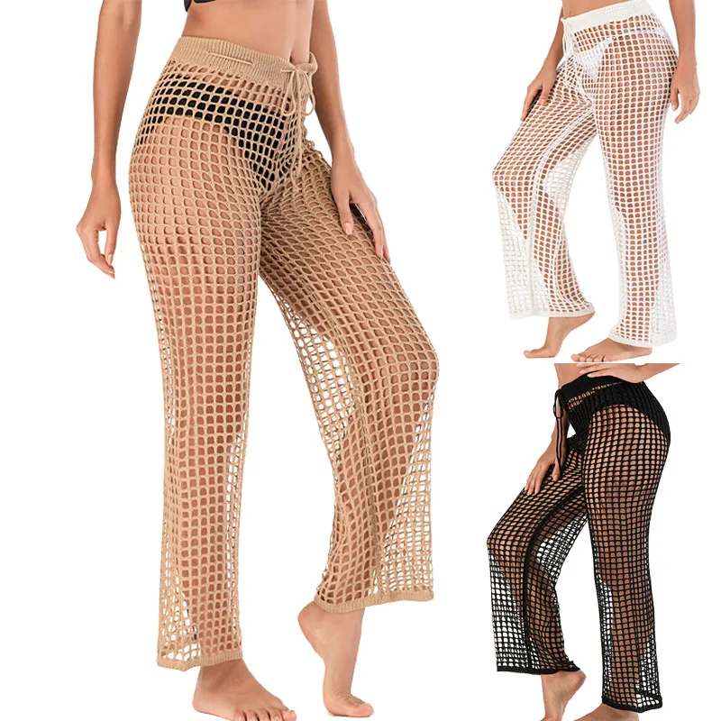 High Waist Fishnet Swimsuit Beach Pants 