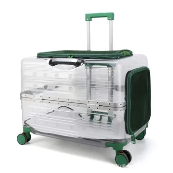 Wholesale Large Capacity Portable Plastic Pet Trolley Case with Pull Rod Multi-Function Outdoor Dog Travel Product