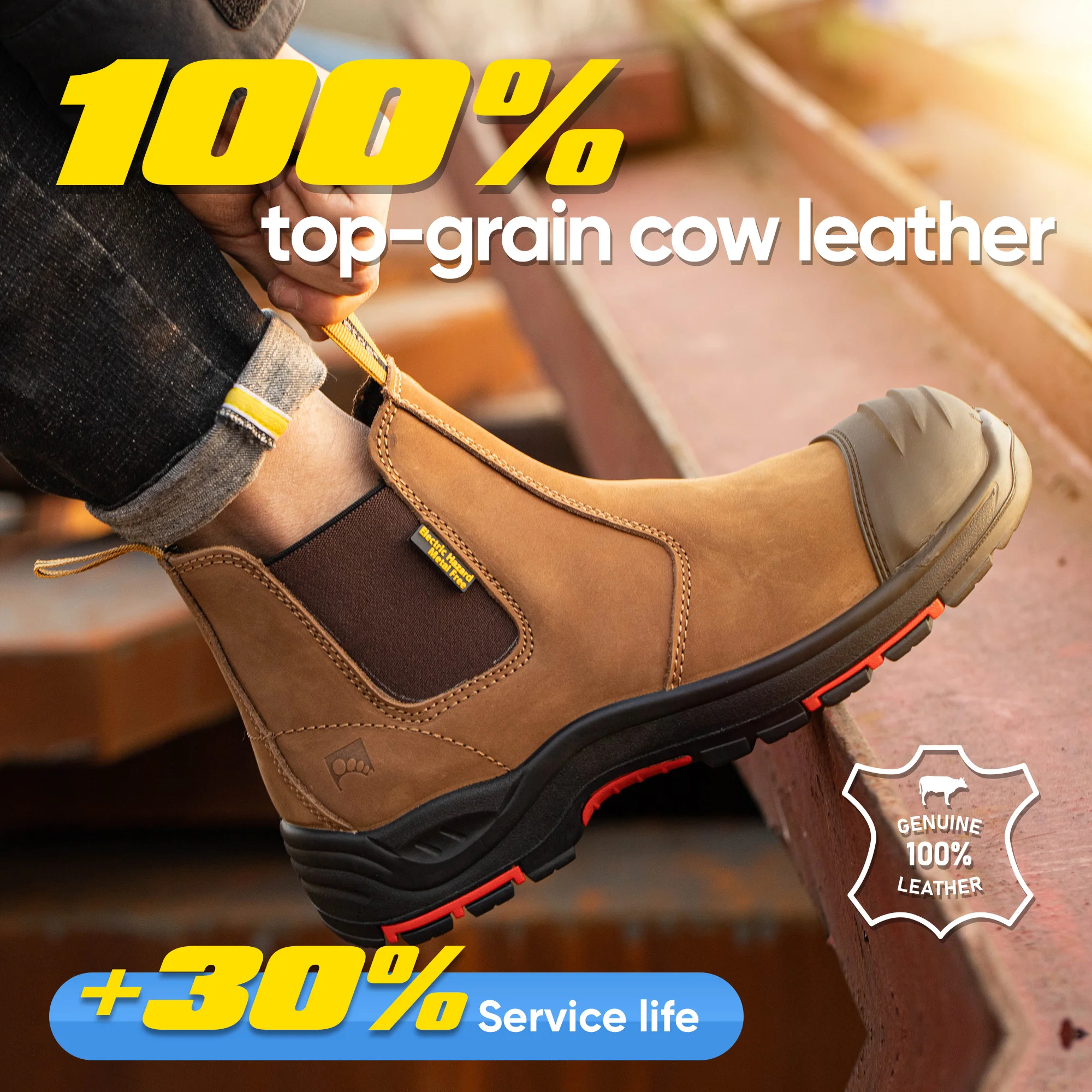 Bactivoid SAFETY Marca Aislamiento Cuero Hombres Zapatos DE