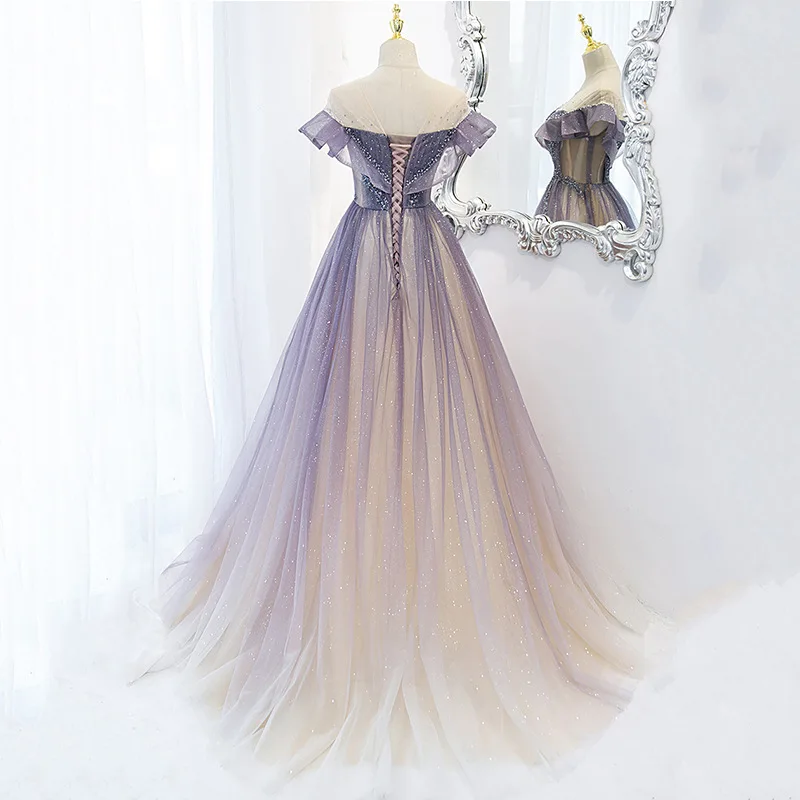 m&s evening dresses Dubai Design Half Sleeves Evening Dresses Diamond Beading Sexy Evening Gown  LA6691 – SERENE HILL main image 1