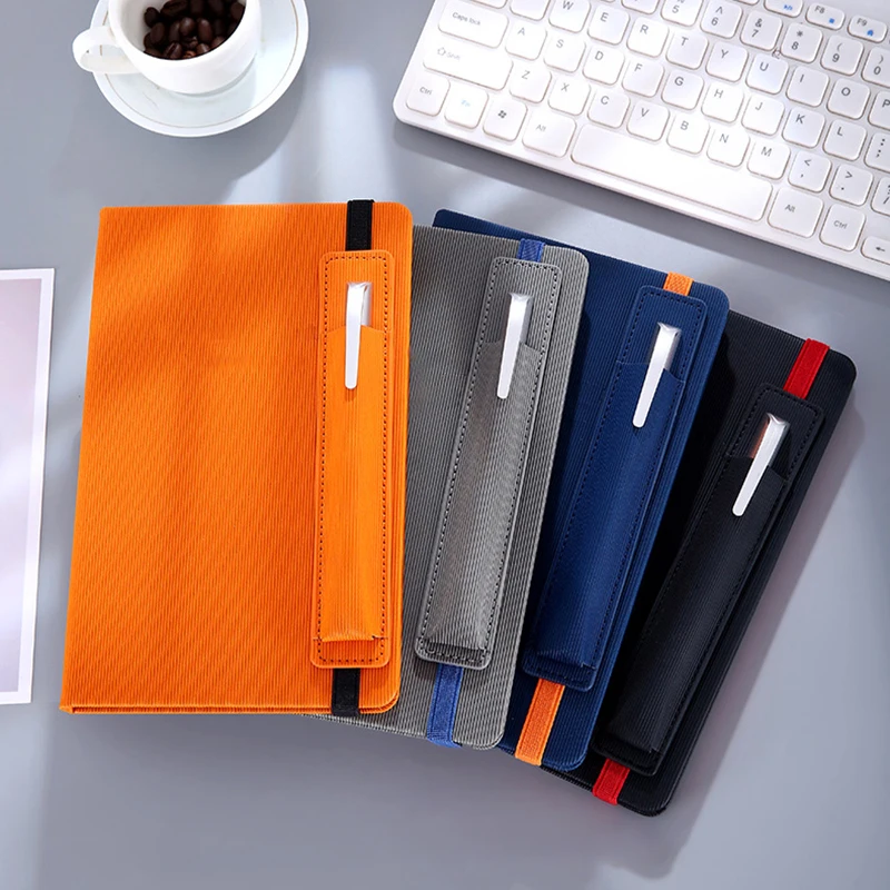 Hot sale pu leather journal notebook with pen bag handmade a5 notebook custom planner agenda