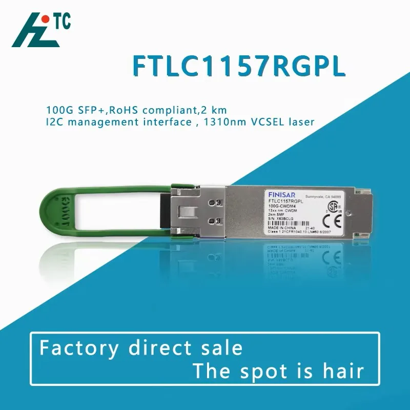 FTLC1157RGPL 100G CWDM4 QSFP28 Finisar Transceiver With 2km Distance Hot Pluggable