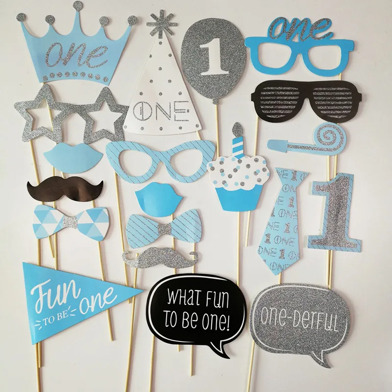 Kit Accessoires Photomaton Baby Shower Garçon - 25 Supports + Bâtons + Colle - Décoration Fête