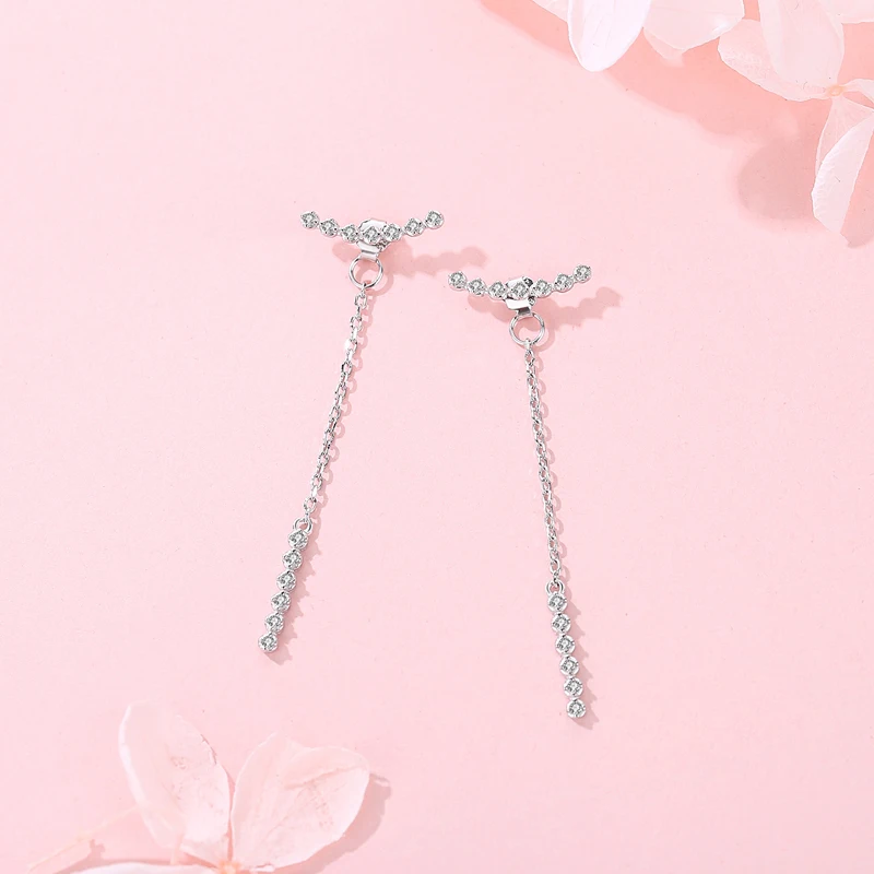 Manufacture Jewelry Elegant Long Earring Women Crystal Rhinestone Sterling Silver Korean Earring Dro(图4)