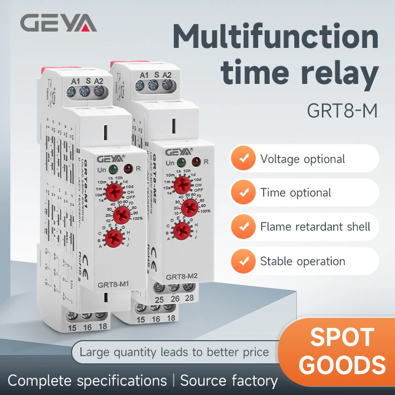 GEYA GRT8-M1 Multi FunctionTimer Relay Modular Time Delay Relay Timer Relay 24V 220 Volt Time Timer