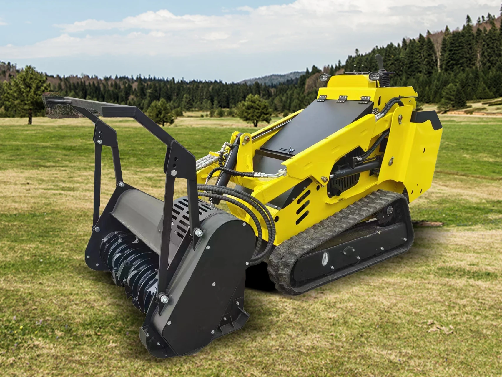 Euro 5 EPA Kubota Diesel Skid Steer Loader 400KG with Mulcher, Ideal ...