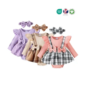Wholesale Baby Clothes 0-3 Months Wear Babi Toddler Rompers One Pieces Playsuits Jumpsuit Bodysuits 2PCS Plain Baby Rompers