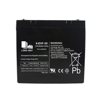 12V55Ah 6-EVF-55 Lead Acid Gel Batteries Low Self-Discharge Rate Maintenance Free for UPS Electric Power Wheelchair Mobility