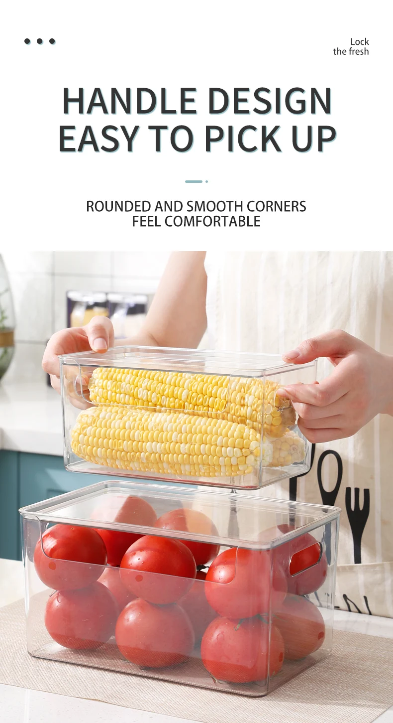 New Modern Kitchen Refrigerator Food Storage Container Box Storage Container Tote Box Plastic Transparent Storage Box With Lid