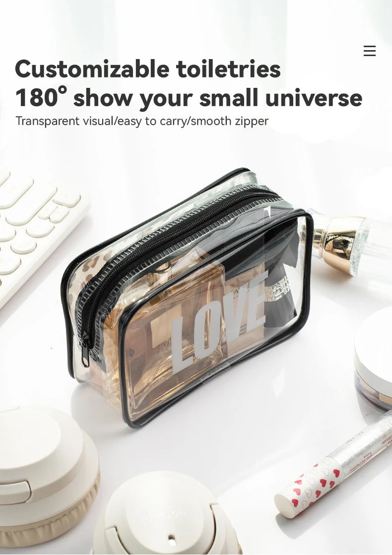 Portable PVC Cosmetic Bag Multifunctional Storage Bag Large Capacity Transparent Waterproof Cosmetic Wash Bag