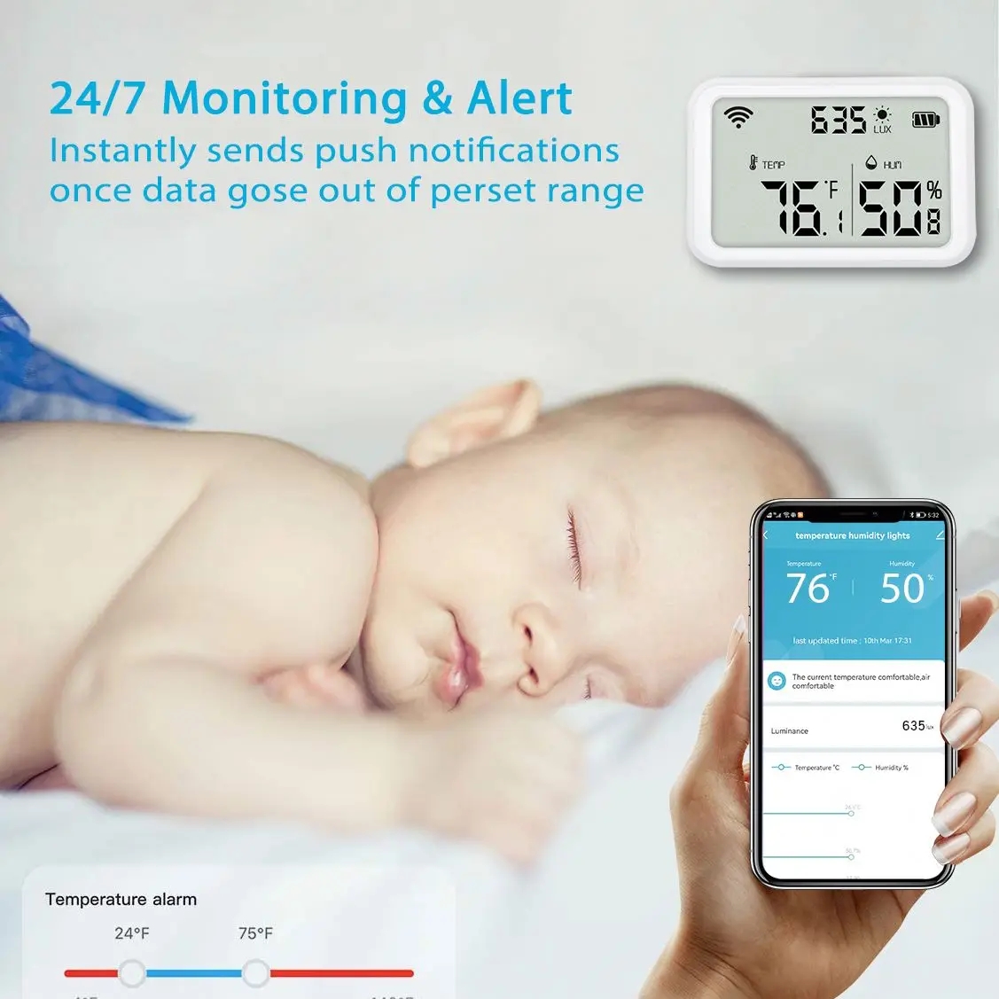 Sensore Di Temperatura E Umidit&agrave; Smart WiFi/ZigBee Compatibile Alexa - Nuovo