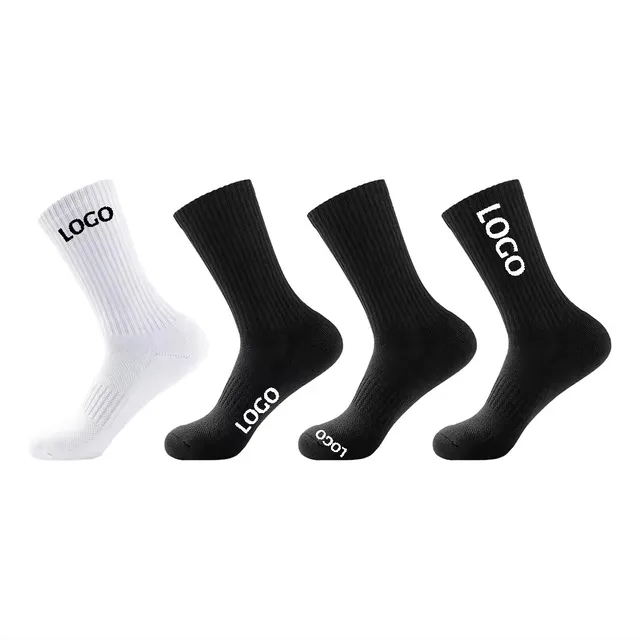 Hot Selling Custom Embroidered 100% Cotton Basketball Socks White Sports Socks