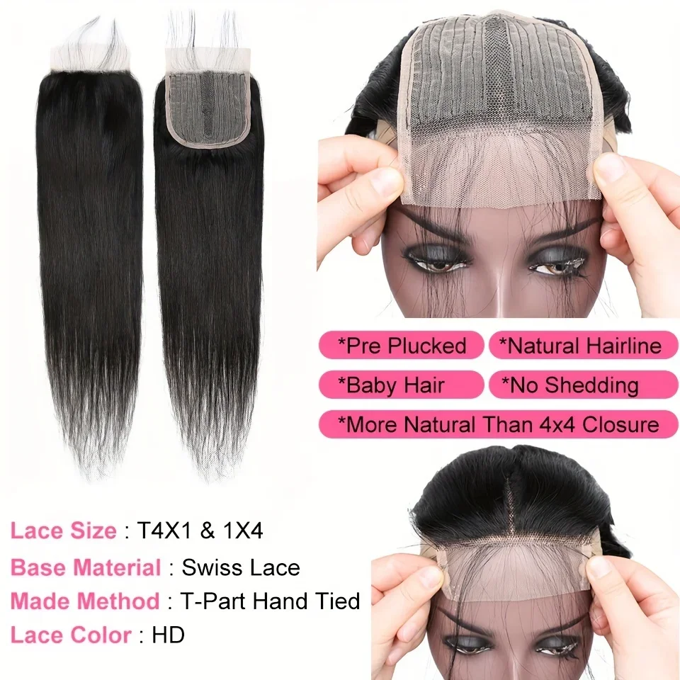 Human Hair T Part Cheap Brazilian Remy Lace Closure_voghion.com