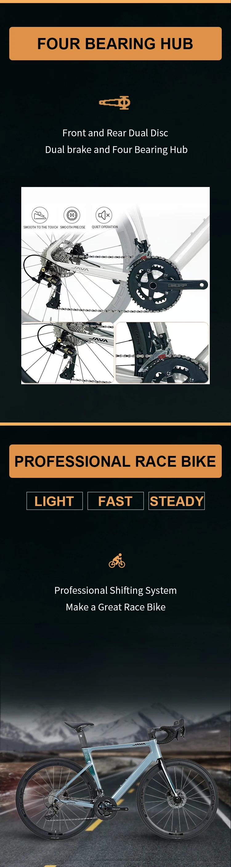 JAVA Siluro6 Top Carbon Fiber Road Bicycle with Hydraulic Disc Brake ...