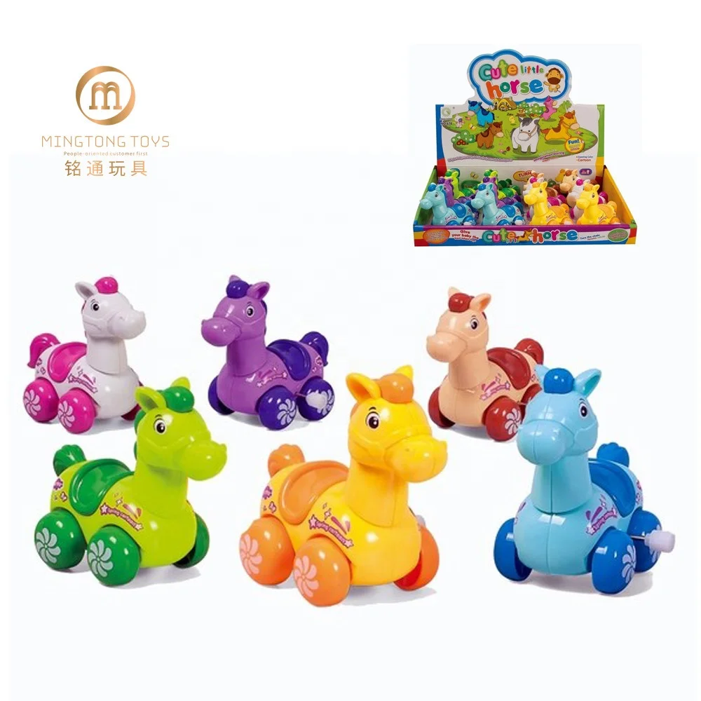 Рекламные подарки, новый стиль, милая мультяшная лошадь, красочные маленькие пластиковые животные, заводные игрушки