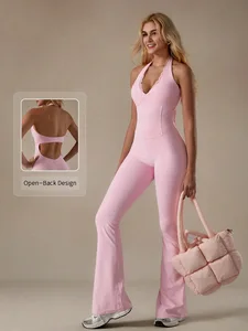 High Quality Seamless Gym Fitness Bodysuit for Women Custom Logo Yoga Jumpsuit One Piece Knitted Skinny Solid Casual for Summer