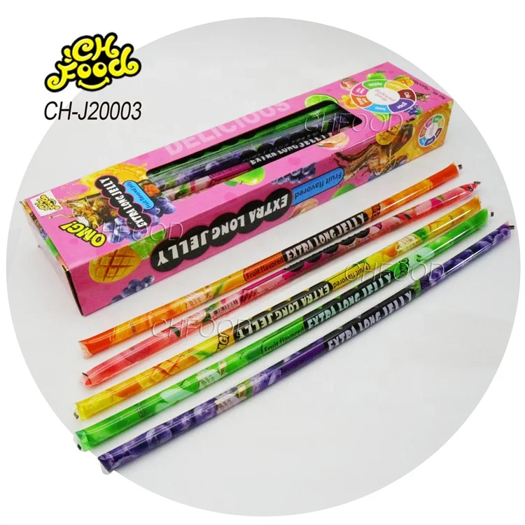 Low MOQ Wholesale Blueberry Mango Orange Peach and Apple Flavors Long Stick Fruity Jelly Pudding Candy Sweets for Kids