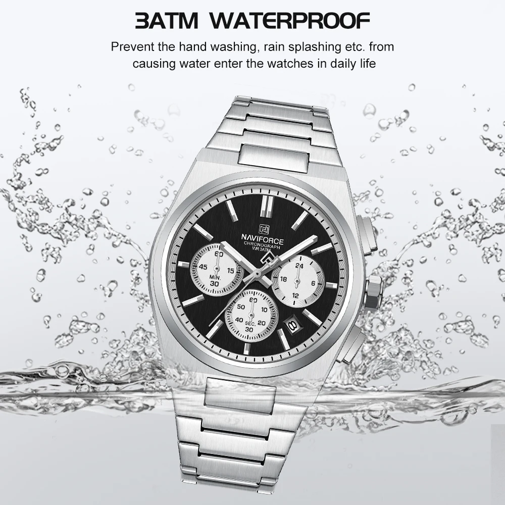 NAVIFORCE NF8048G/L Chronograph Stainless Steel Bracelet Couple 8048 Brand Women Watch Quartz Men Wristwatch Lover's Watches