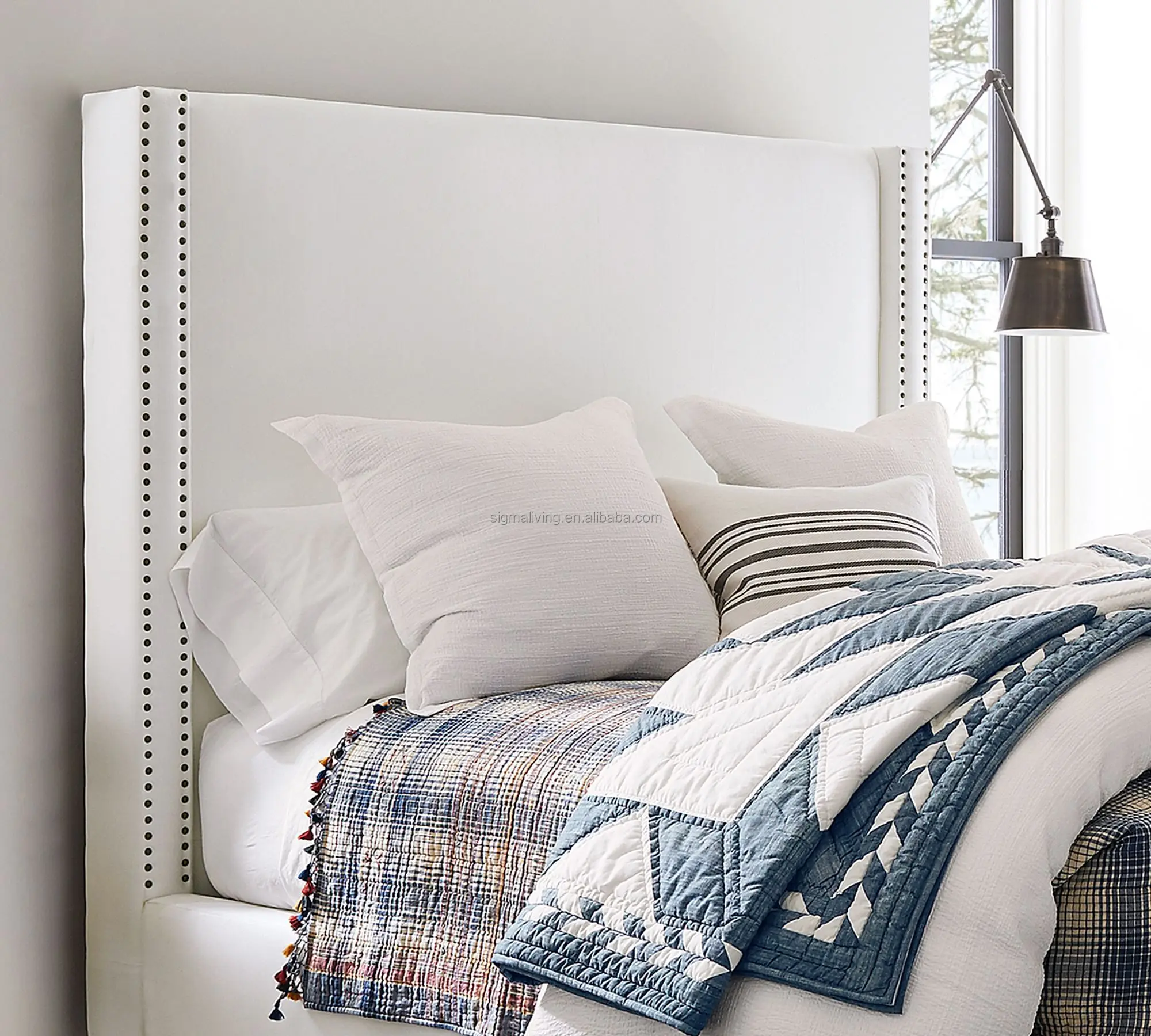 king bed kids bed bedroom furniture upholstered non-tufted tall bed