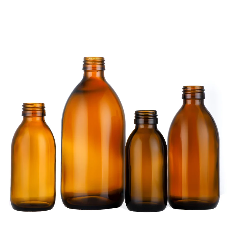 Amber Glass Medicine Bottle with Cap - 300mL