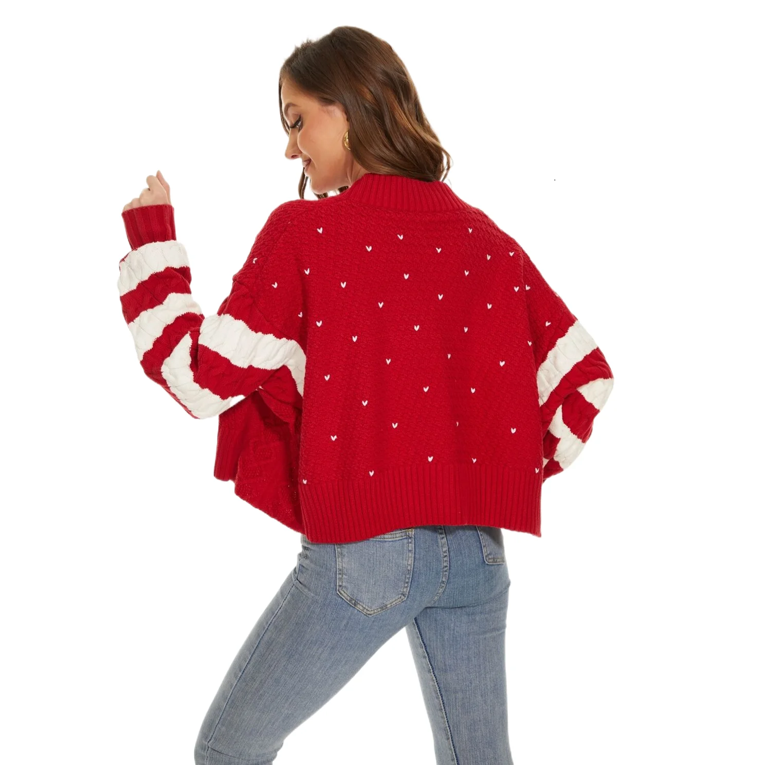 Women Fashion Long Sleeves Sweater Tops Wholesale Winter Oversize V-neck  Embroidery Christmas Red Short Cardigan - Buy Slimming Fashion Crop  Cardigan,Fashion Lady Oversize Short Sweater Jacket,Ladies