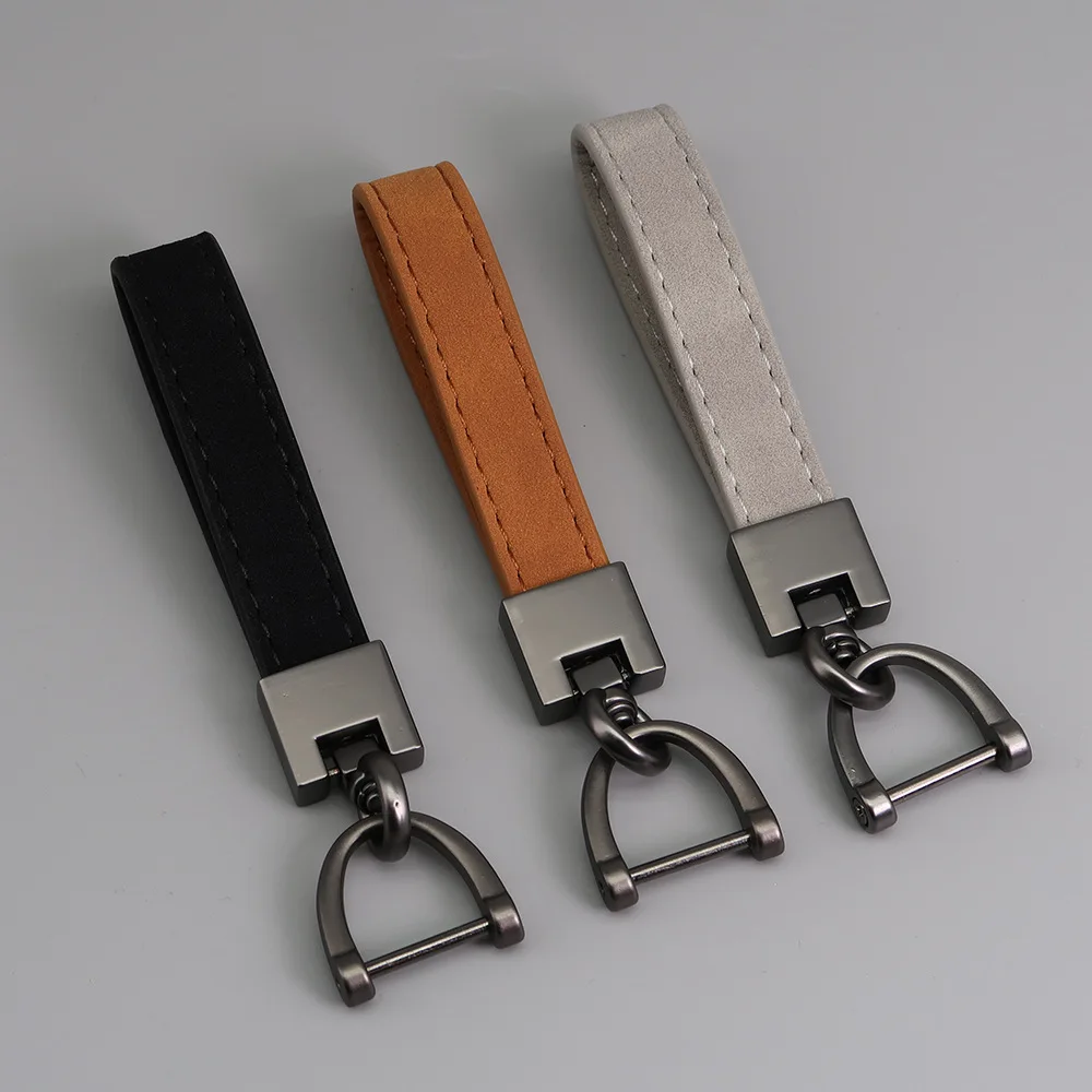Promotion Gift Leather Key Tag Key Holder Ring Genuine Real Leather Key Chain Custom Logo Name Leather Keychain