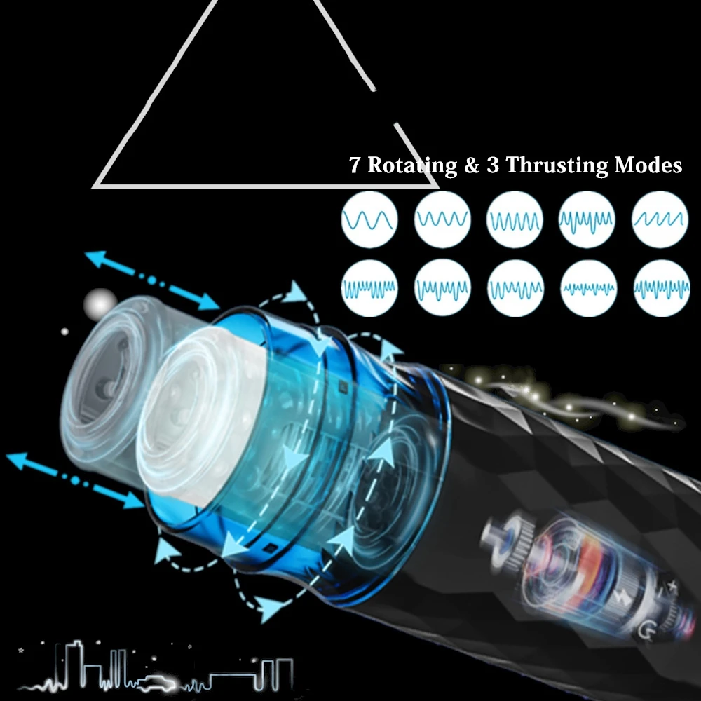Diamond-Shaped Design Black Rotation Thrusting Automatic Electronic Masturbator Cup Male Masturbation for Man
