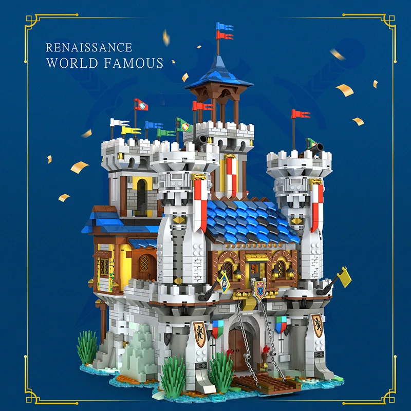 liangjun 66006 The European Century Medieval Golden Lion Castle 66006 MOC House Model Building Blocks Brick Set