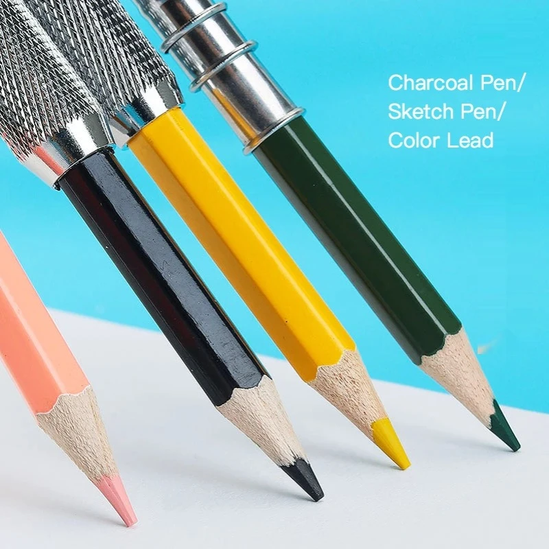100 piezas de extensor de lápiz ajustable de doble/un solo cabezal para bocetos, pintura escolar, arte, herramienta de escritura para escribir, color de metal_voghion.com