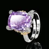 Ice-flower-cut amethyst ring
