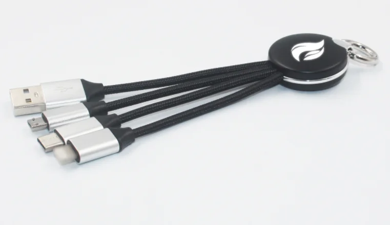 Pogo рекламный Подарочный кабель 3 в 1 зарядный кабель для мобильного телефона usb Луженый Медный Кабель нейлоновая оплетка для apple micro type c usb