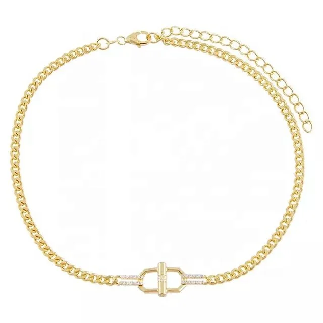 Fashion Thin Cuban Chain Women Gold 