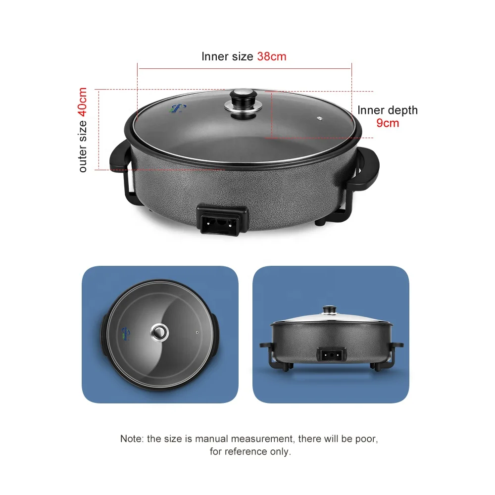 2020 Round Cast Iron 1500w Electric Skillet With Nonstick Coating