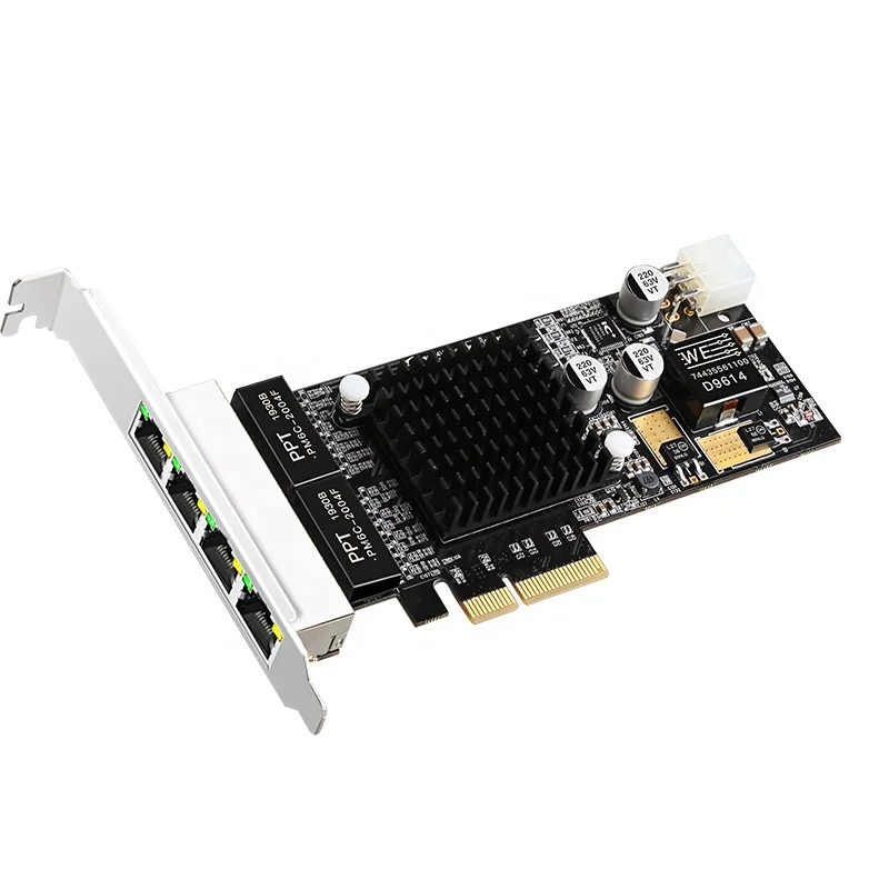 IOCREST 4 порта PCIe PoE Gigabit Ethernet Сетевая карта для Intel350 I350-T4 Проводная сетевая карта