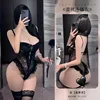 Black bodysuit concealed snap closure at crotch-black stockings