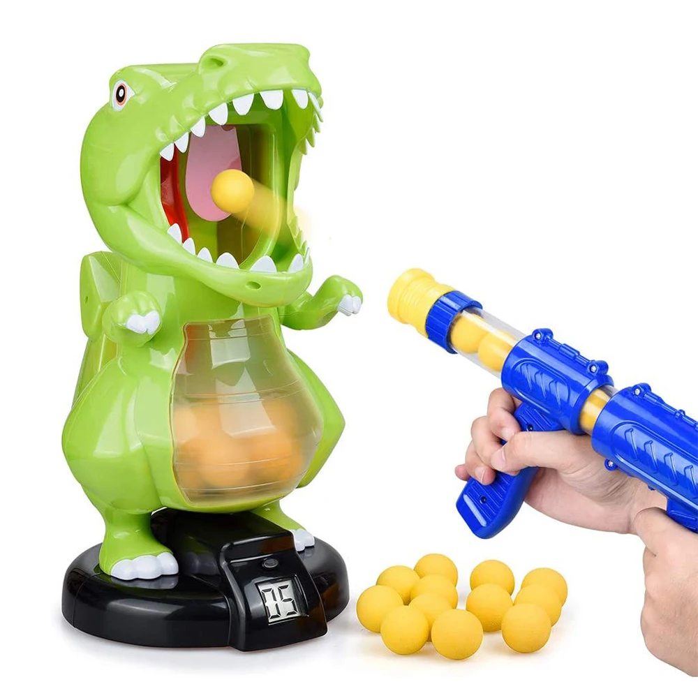Source Newest items electric shooting target games dinosaur toys with 1 air pump gun and 12 soft foam balls bullets toys for child on m.alibaba