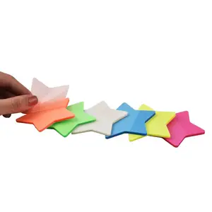 S3015 Transparent Memo Pad Five-Pointed Star Design Waterproof Neon Self-Adhesive Sticky Note Magnetic Office Stationery Notepad