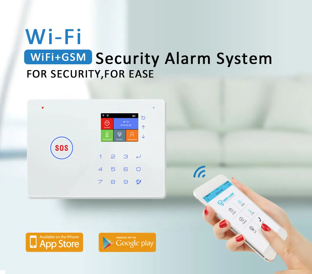 Wireless DIY Home Security Tuya WIFI/GSM/RF433 Alarm System SMS Smart Alarm System with PIR Detector Door Sensor Siren