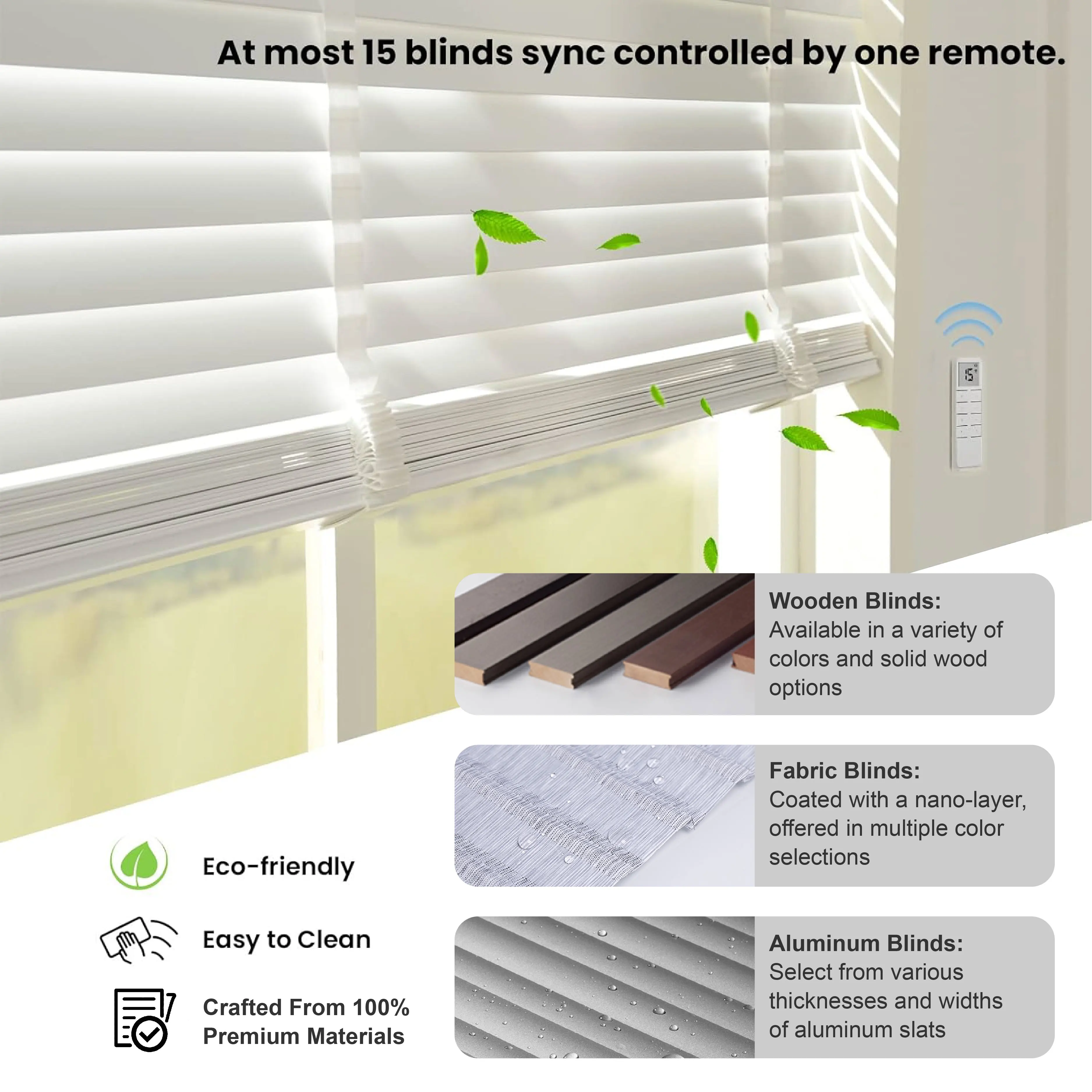 OEM ODM Intelligent Blinds Built in Blinds Smart Shades Shutters Aluminum Patio Sliding windows