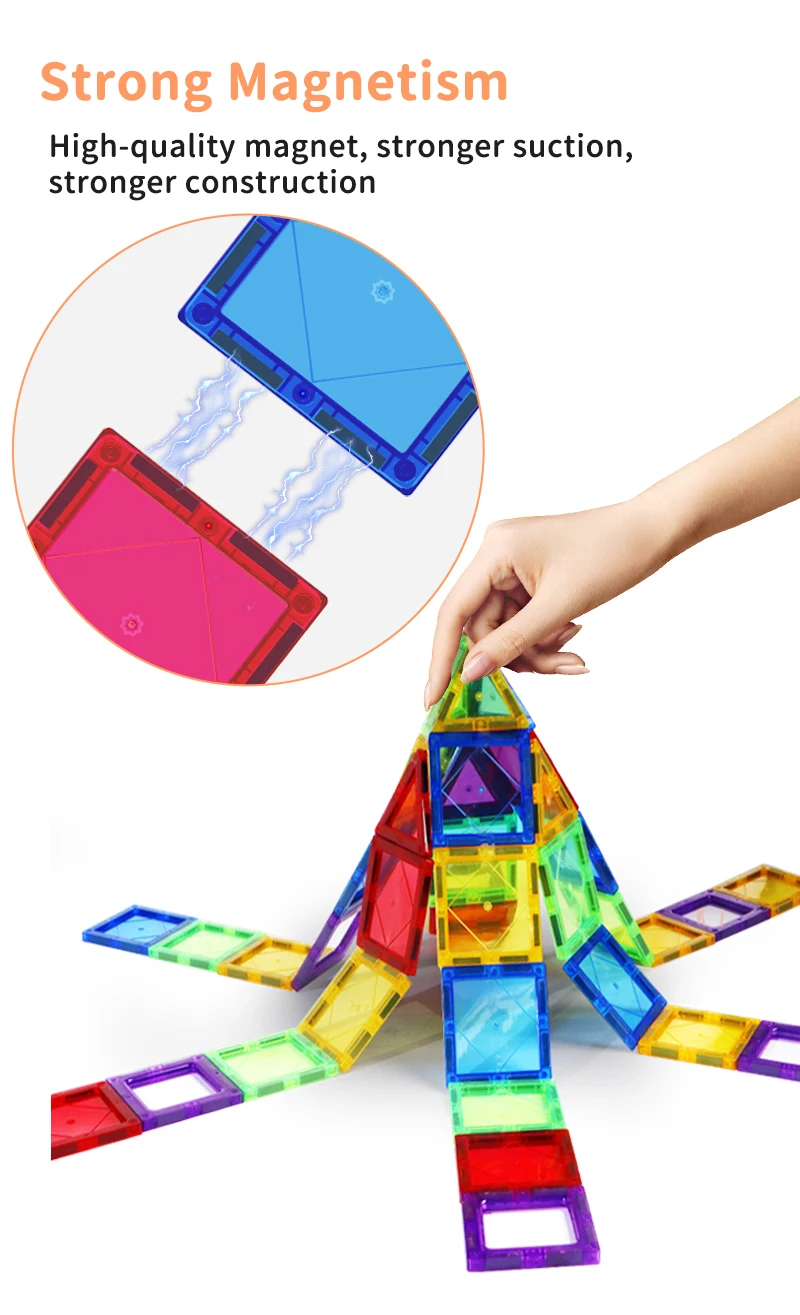 Kids Magnetic Tiles Building Blocks Set 3D Magnet Building Tiles Construction Toys for Toddler