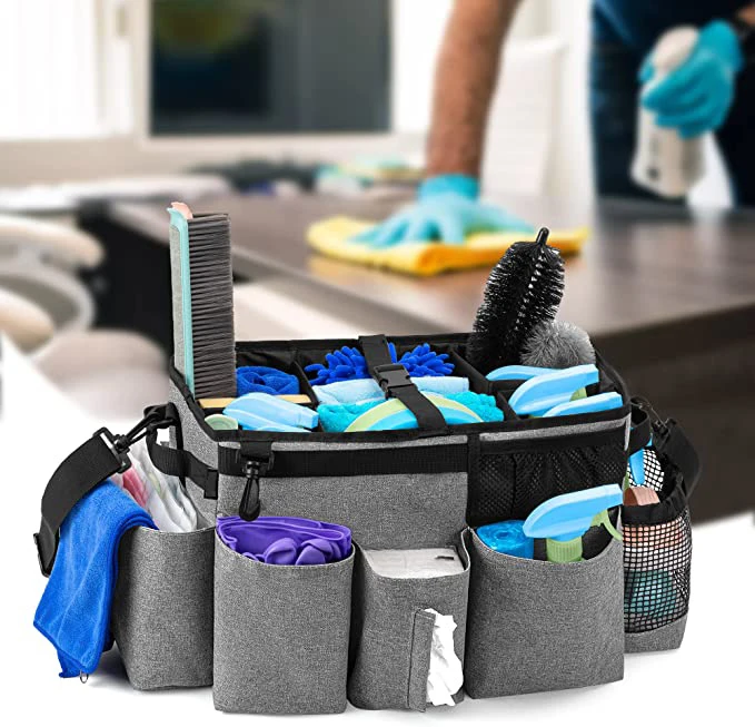 Large Cleaning Caddy Bag for Cleaning Supplies - - Rebaid